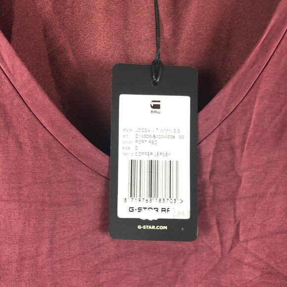 G-Star Joosa Top Port Red Deep V Neck Sz. S NEW - Picture 6 of 13